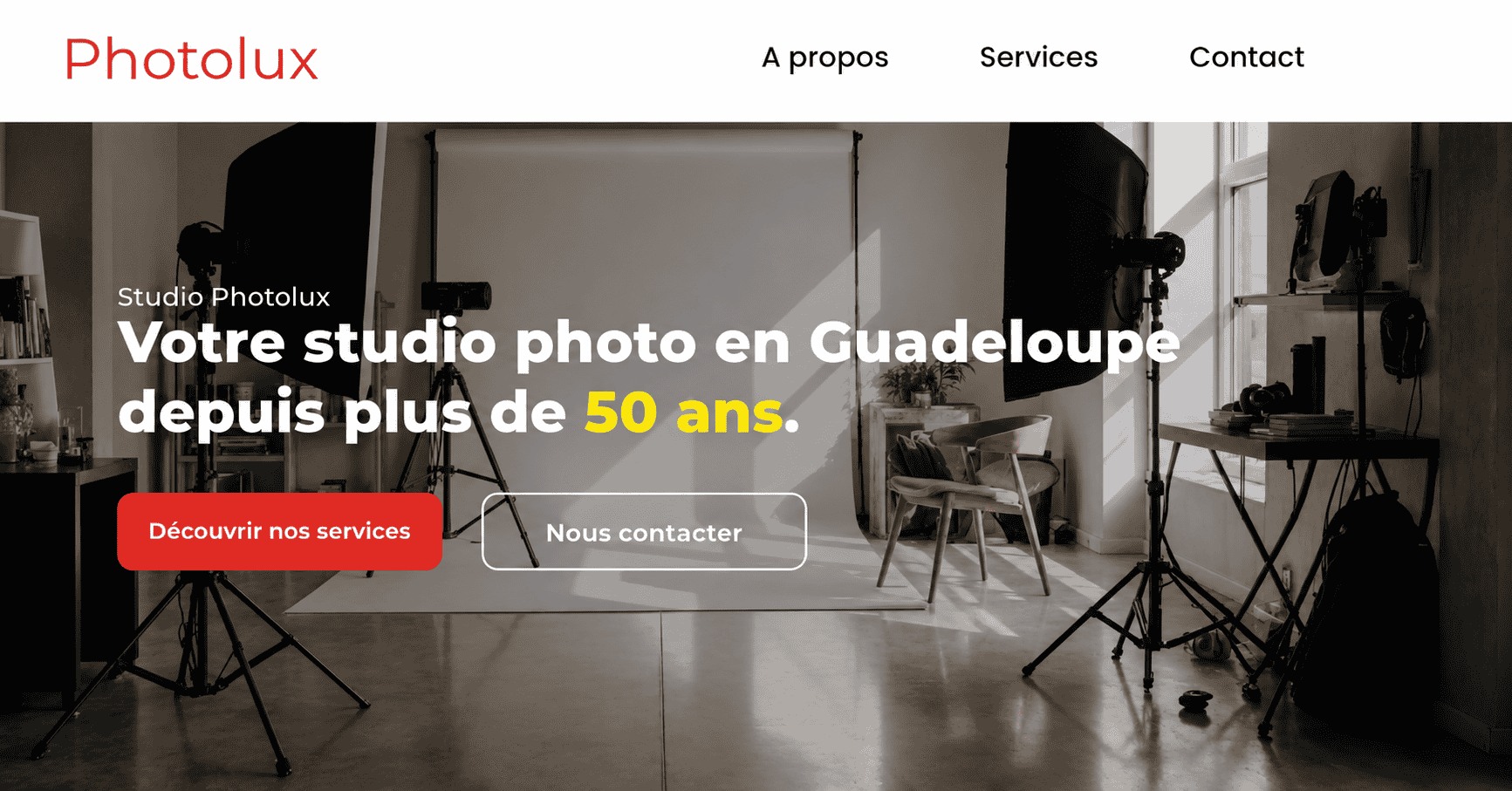 Maquette du site Photolux sur Adobe XD